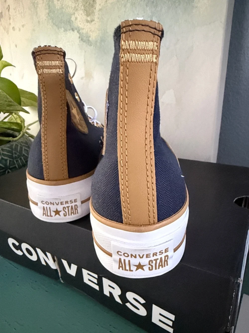 Converse High Top Sneakers - Navy with Gold Details - Picture 7 of 9